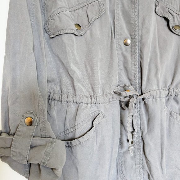 Faded Glory Grey Utility Blouse with Tie Waist, size 2X - Picture 5 of 6